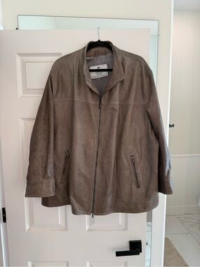 Men's Brown Suede leather Zip-Front Jacket